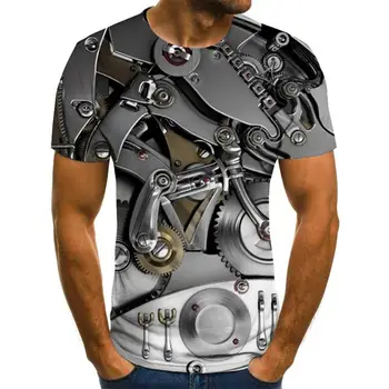 Vasaros 3D Vyrų Vidinis Motociklo T-Shirt Pankų Drabužių, Retro Mechaninė Drabužiai, marškinėliai Topai Tees Vyrų 3d marškinėliai