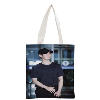 Naujas atvyko užsakymą KPOP Jung Hae spausdinta canvas tote maišą moterų paplūdimio rankinė kelionės krepšys nešiojamų pirkinių krepšys