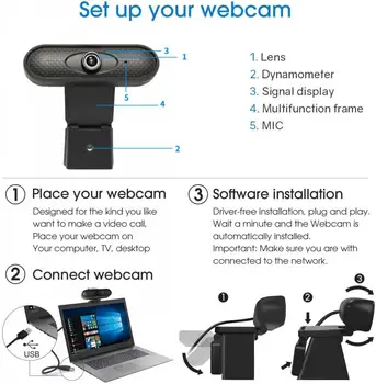 Magija HD 1080P Kamera, PC Skaitmeninė USB Kamera Vaizdo Įrašymas Su Mikrofonu Skirta staliniams Ir nešiojamiesiems kompiuteriams 