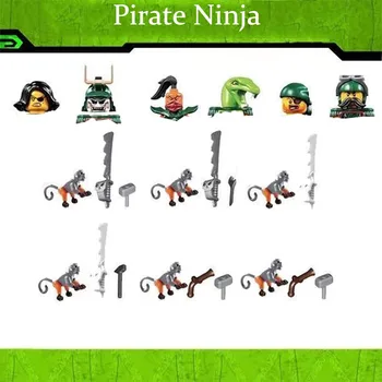 6PCS Piratų Ninjagoed Veiksmų Skaičiai Su Ginklų, Statyba Blokai, Vaikams, Ugdymo, Vaikams, Žaislai Vaikams Plytos