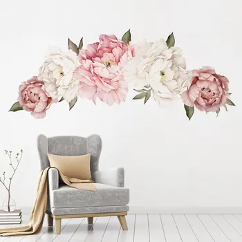 Ryškus Kūrybos 3D sienų apdailai Bijūnas gėlių akvarelė sienų lipdukai Gyvenimo kambario, miegamasis namų dekoro priedai