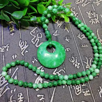 Natūrali Žalioji Kinijos Jade Pakabukas Smaragdas, Karoliukai, Karoliai Mados Žavesio Žadeito Papuošalų, Išraižytas Amuletas Dovanas Moterims Vyrai