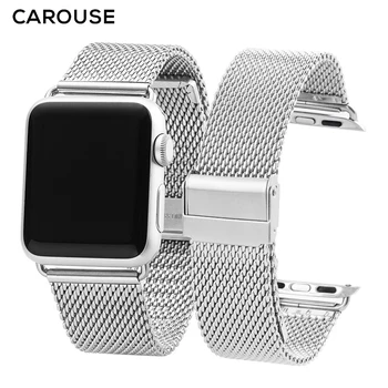Carouse Nerūdijančio Plieno Milano Watchband Apple Watch Band Serijos SE/6/5/4/3/2/1 42mm 38mm už iWatch Metalo Dirželis 40mm 44mm