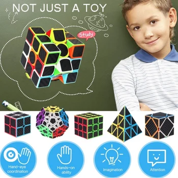 Magic Cube QIYI ms 2x2 3x3x3 4x4x4 5x5x5 Cubo Magico Kit Pak Profesinės Cubing Skewb Dvasios Galvosūkiai Stickerless Antistress