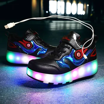 2020 Sportbačiai roller batai Su dviejų Ratų USB Led Batai Vaikams, Mergaitėms, Vaikams, Boys Šviesą Žėrintis Šviesos Apšviestas