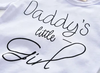Naujagimio Bamblys Kūdikių, Mergaičių Drabužiai 3Pcs Nustatyti Medvilnės ilgomis Rankovėmis Raidžių Daddy ' s Little Girl marškinėliai+Kelnės+Lankelis Kūdikių Komplektai