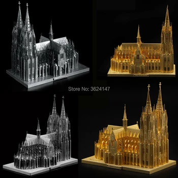 Vokietijoje, Kelno Katedra, Pasaulyje Labai Architektūros 3D Puzzle Miniatiūriniai Metaliniai Modelis Rinkiniai, 