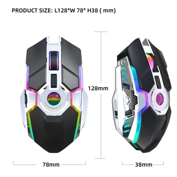 UTHAI DB28 naujos įkraunamosios RGB šviesos skleidimo belaidės pelės 2.4 G pelę, ergonomiškas dizainas tinka nešiojamojo kompiuterio pelės
