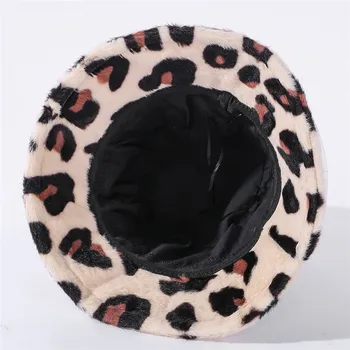 USPOP Naujas Žiemos Kibirą, Skrybėlės Moterims Leopardas Spausdinti Kibiro Kepurę Atsitiktinis Storas Šiltas Panamos Skrybėlės