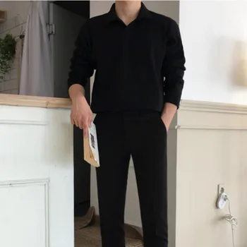 IEFB vyrų drabužiai ilgomis rankovėmis polo marškinėliai pavasario 2021 naujų korėjos mados medvilnės atsitiktinis juoda viršūnes vyrų pagrindinio tendencija drabužiai