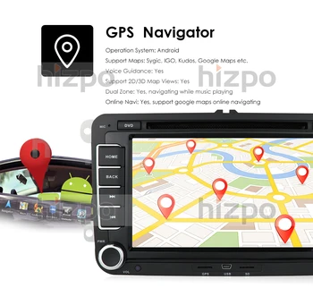 Android 4 GB+64GB 2Din DVD VW/Volkswagen/Golf/Polo/Tiguan/Passat/b7/b6/leon/Skoda/Octavia automobilio Radijo, GPS Automobilinis Multimedia player