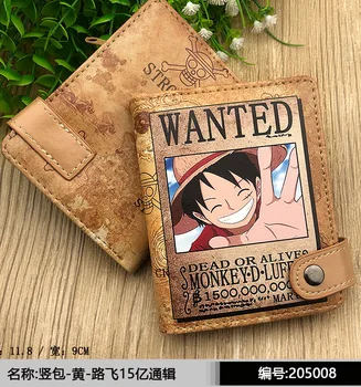 Anime One Piece Monkey D. Luffy PU Odos Trumpą Piniginės Multi-layer Kortelės Turėtojas Piniginės