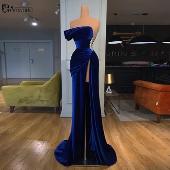 Royal Blue Undinė Ilgą Vakarinę Suknelę Stebėjimo Chalatas De Soiree Aksomo Dubajus Oficialią Chalatai Aukštos Padalinta Seksualus Vakaro Suknelės 2021