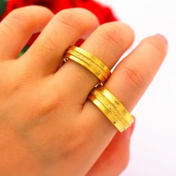 Dubajus 24K Pora Aukso Žiedus Aukso Žiedus Poros Įsimylėjėlių Meilės Anti-alergijos Šalies Poroms, Žiedai, Papuošalai Vyrams, Moterims