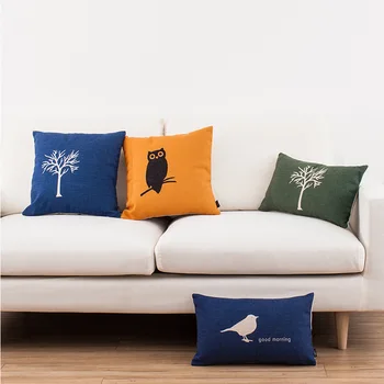 45X45cm/45X30cm medvilnės skalbiniai paprastas žalias fonas baltas medis pagalvėlė padengti blue bird užvalkalas natūralių augalų pagalvės dangtelis