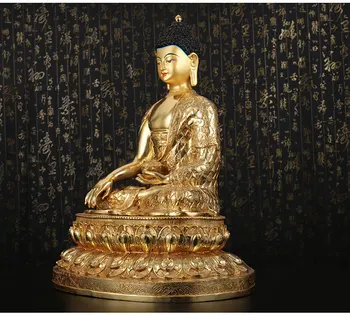 GERA --46CM DIDELĖS # Budistų Budizmas NAMŲ efektyvių Saugos Tibeto Auksu Sakyamuni žalvario Budos statula