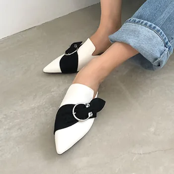 Baotou pusė šlepetė moterų 2019 naujas vasaros dėvėti sandalai be kulniukai tingus plokščiadugnis Muller bateliai moterims
