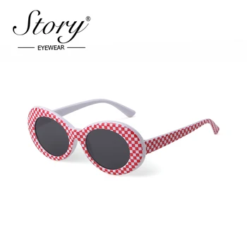 ISTORIJA retro ovalo formos akiniai nuo saulės moterims 2019 prabangos prekės ženklo dizaineris derliaus Rožinės spalvos pledas Leopard mažas rėmo akiniai nuo saulės atspalvių S1303F