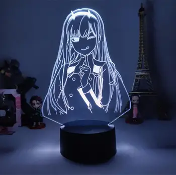 Anime Nulis Du 3D Lempos Pav naktinė lempa Vaikams, Vaikų Mergaičių Manga Dovana Naktį Šviesos Lempos Darling Į Franxx