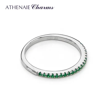 ATHENAIE 925 Sterlingas Sidabro Didina Žiedų Klasikinis Žalia CZ Šalies Moterų Žiedas Moterims, Dovana Jewerly