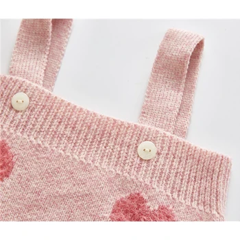 0-24M kūdikiams, kūdikių drabužiai patenka storas megztas suspender jumpsuit bamblys mergaičių kombinezonai visą terry širdies siuvinėjimo susagstomi megztiniai