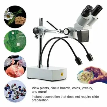 Mikroskopas Litavimo --SWIFT Optinis Tiekėjas 10X-20X LED Žiūronų Stereo Mikroskopas su Boom Arm, Dviguba LED Gooseneck
