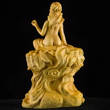 WU CHEN ILGAI Kinų Kūrybos Drožyba Klasikinio Lady Meno Skulptūra Grožio Moteris Statulėlės Boxwood Amatų Dekoro Namų R3790