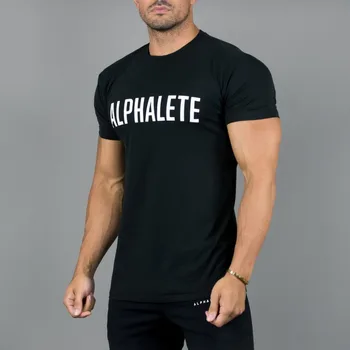 Naujas Vyrų T-shirt 2019 ALPHALETE T-shirtGyms Print T-shirt mens Kultūrizmo Trumpas Rankovės Marškinėliai Vyrų 95%medvilnės drabužių Prekės ženklas