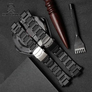 Plastikiniai plieno laikrodžius juosta 22mm Watchband collocation poveikio juoda sidabrinė sagtis Pakeitimo Žiūrėti Dirželio Plotis Dovana