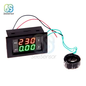 LED Digital AC Voltmeter Ammeter 80-300V 100A Elektros Energijos Skaitiklis Srovė Stebėti AC 110V, 220V Amp Voltų Srovės Matuoklis