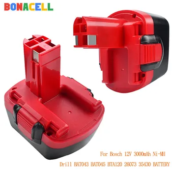 Bonacell 12V 3000mAh Ni-MH Akumuliatorius Bosch 12V Gręžtuvas GSR 12 VE-2,GSB 12 VE-2,PSB 12 VE-2, BAT043 BAT045 BTA120 26073 35430