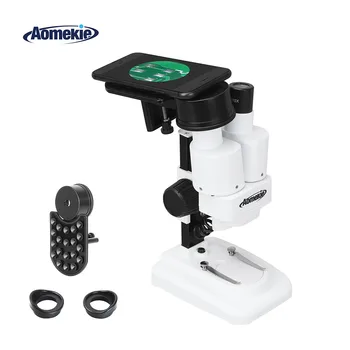 AOMEKIE 20X Stereo Mikroskopas su Telefono Laikiklis, skirtas PCB Lydmetalis Rūdos Vabzdžių Stebėjimo Mobiliosios Remonto Įrankis LED Šviesos HD Vizija