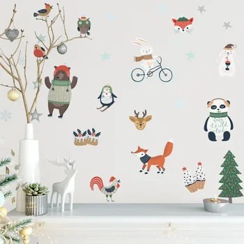 Funlife Kalėdų Sienų Lipdukai Vaikams Animacinių Filmų Gyvūnų Lango Sienos Lipdukai Vandeniui,Papuošalų Freskos Vaikams, Vaikų Kambario, Namų Dekoro