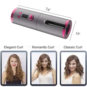 Belaidžiu Automatinė Hair Curler Nešiojamos Belaidžio ryšio USB Įkrovimo Auto Sukasi Keramikos Lazdelė Garbanoti Geležies Plaukų Formavimo Priemonės
