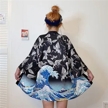 Tradicinis Japonų Kimono Laisvas Megztinis Cosplay Palaidinė 2020 Moterų Retro Streetwear Vyrų Kimono Megztinis Azijos Drabužių