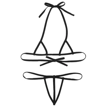 TiaoBug Moterų Erotinis apatinis Trikotažas Nustatyti Apynasrio Savarankiškai kaklaraištis Atidaryti Puodeliai Liemenėlė su G-String Crotchless Kelnaitės Mikro Bikinis Karšto Seksualus Apatiniai