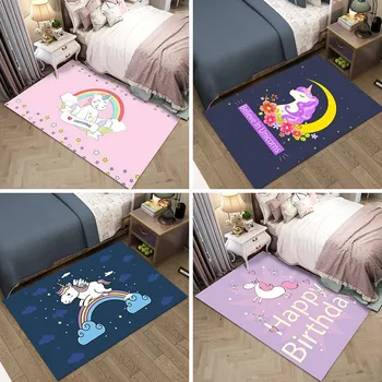 Princesė rausva kiliminė danga kūdikių nuskaityti cartoon vaikų kambario kilimai ir kiliminė danga vienaragis namų puošybai miegamojo plotas kilimas Mielas tapete kilimėlis