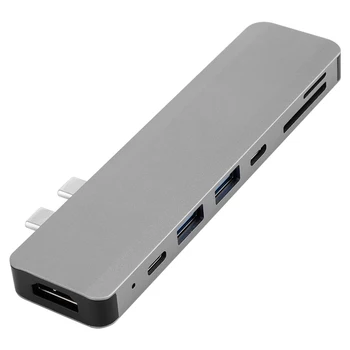 7 in 1 USB-C Adapteris su 2 USB 3.0 Prievadus, SD Reader Tipas-C USB 3.0 Hub Naujų 