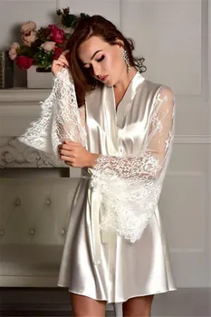 Naujas Moterų Nėriniai Kratinys Rūbeliai Pižamą Minkštas Diržas Šilko Pataluose Suknelė Chalatas Moterims Seksualus Sleepwear