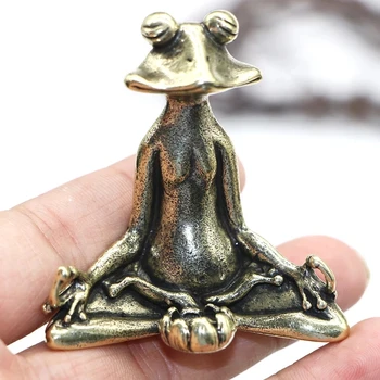 Retro Brass Medituoti Zen Budizmo Varlė Statula Mažas Ornamentas Vario Gyvūnų Skulptūros Smilkalų Degiklis Namų Stalo Apdailos Arbatos Pet