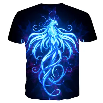 2020 metų Vasaros Naują Vyrai Moterys marškinėliai 3D blue Phoenix Spausdinimo Mėgėjams T-shirt Vyrai Viršūnes Harajuku Tee Atsitiktinis marškinėliai Viršų