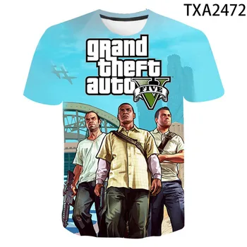 Aukštos kokybės 3D Spausdinimo Grand Theft Auto Žaidimo Gta Atspausdinta Marškinėliai Vyrų, Moterų, Vaikų trumpomis Rankovėmis T-Shirt Berniukas Mergaitė Vaikai Viršūnes Tees