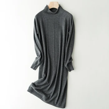 Karšto Pardavimo Kašmyro Megztinių Suknelė Moterims 2020 Naują Atvykimo Žiemą/ Rudenį, O-kaklo Moterų Suknelės Ilgai Stiliaus 6Colors Džemperiai