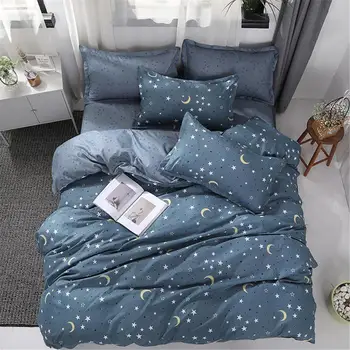 Moon star patalynės komplektas mėlyna Patalynė vaikams linijos antklode padengti nustatyti užvalkalas vieno dvigubos karalienė šalikas lova rinkinys king size