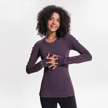 Jogos ilgomis rankovėmis viršuje moterų savęs auginimo veikia fitneso sporto drabužiai ilgomis rankovėmis marškinėliai moterims topai vamzdžių bakas mvsyo