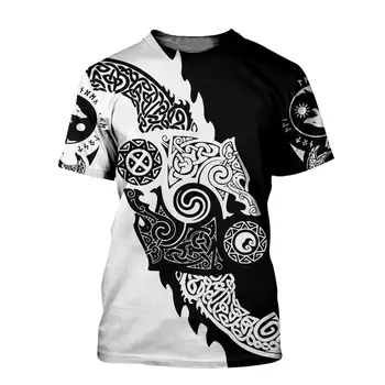 2020 metų Vasaros Mados Viking Odin Vyrai t-shirt Varnas Tatuiruotė 3D Atspausdintas Harajuku trumpomis rankovėmis T marškinėliai, Unisex Atsitiktinis viršūnes KJ0147