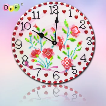 DPF 5D Turas visą Deimantų tapybos Kryželiu žolės diamond Mozaikos sieninis laikrodis Diamond Siuvinėjimo laikrodis Rankdarbiams meno dekoro