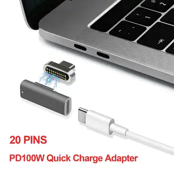 Magnetinio Tipo USB C Adapteris 20Pins Tipas-C Maitinimo Pristatymo Konverteris Greitai Įkrauti PD100W Greitai Įkrauti 10Gbp/s Duomenų Perdavimas
