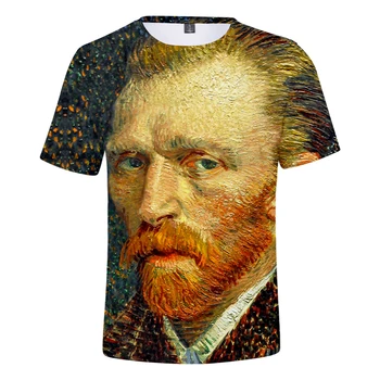 Van Gogh 3D Atspausdintas 2018 Naujas Mados marškinėliai Moterims/Vyrams trumpomis Rankovėmis O-Kaklo Tshirts Atsitiktinis Streetwear Madinga Stiliaus Tee Marškinėliai