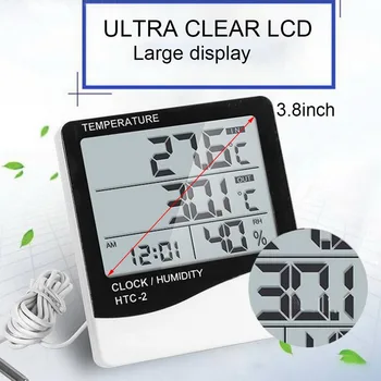 Urijk LCD Elektroninis Skaitmeninis Temperatūros, oro Drėgmės Matuoklis -1 -2 Patalpų Lauko Termometras su Drėgmėmačiu Oro Stoties Laikrodis